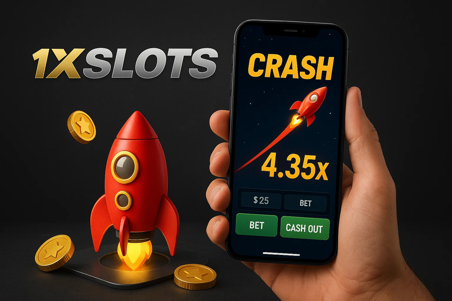 Jugar Crash desde la aplicación móvil 1xSlots